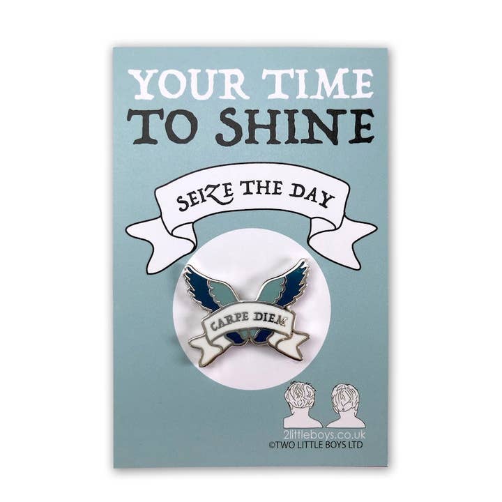 Two Little Boys - Wholesale Lapel Pin/Button - Seize the Day - Latin Motto - Enamel Pin