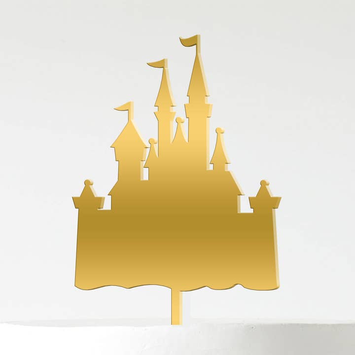 Princess Castel Acrylic Mirror Gold Cake Topper for wholesale by Adorei