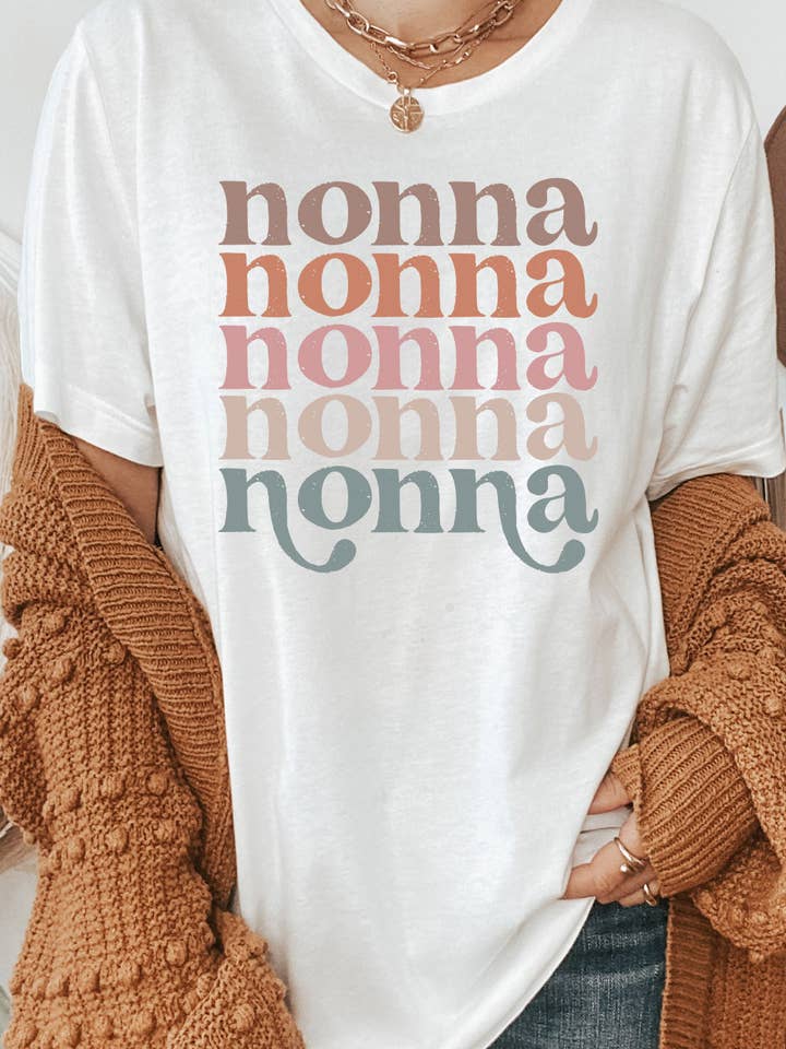 Kissed Apparel - Wholesale Screen Printed T-Shirt - Women's - Colorful Distressed Retro Nonna Graphic Tee5