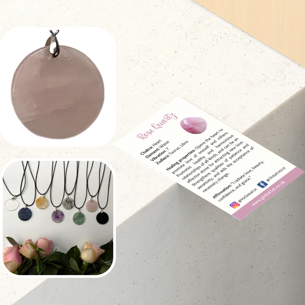 VIE - Vendita all'ingrosso Collana con ciondolo/pendaglio - Ciondolo a moneta di pietra preziosa con cordino nero17