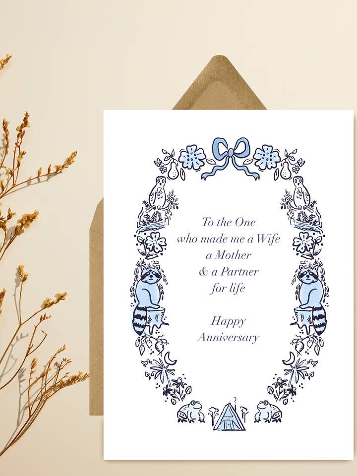 Luxe Anniversary Card for Husband Indigo Design for wholesale by Slow Poke Press