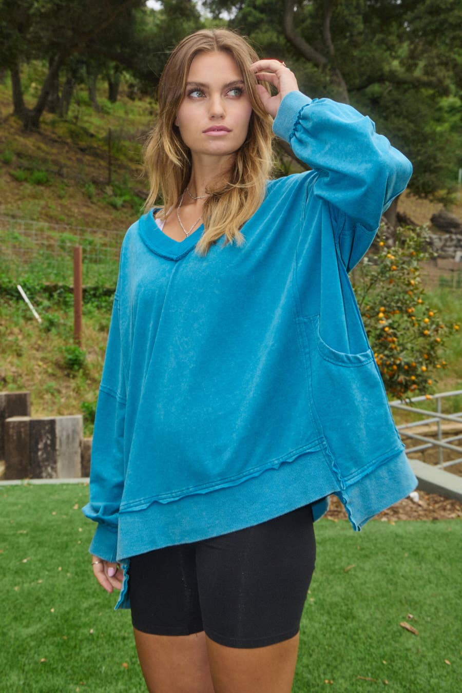 Oddi - Wholesale Sweatshirt - Women's - Plus Acid Washed French Terry Pullover Sweatshirt3