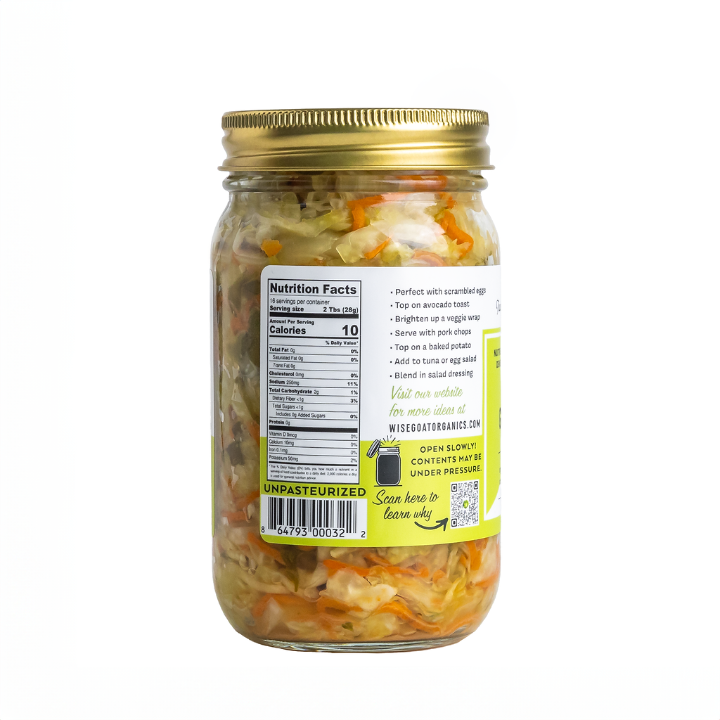 Wise Goat Organics LLC - Wholesale Pickled Vegetables - Green Garden Kraut1