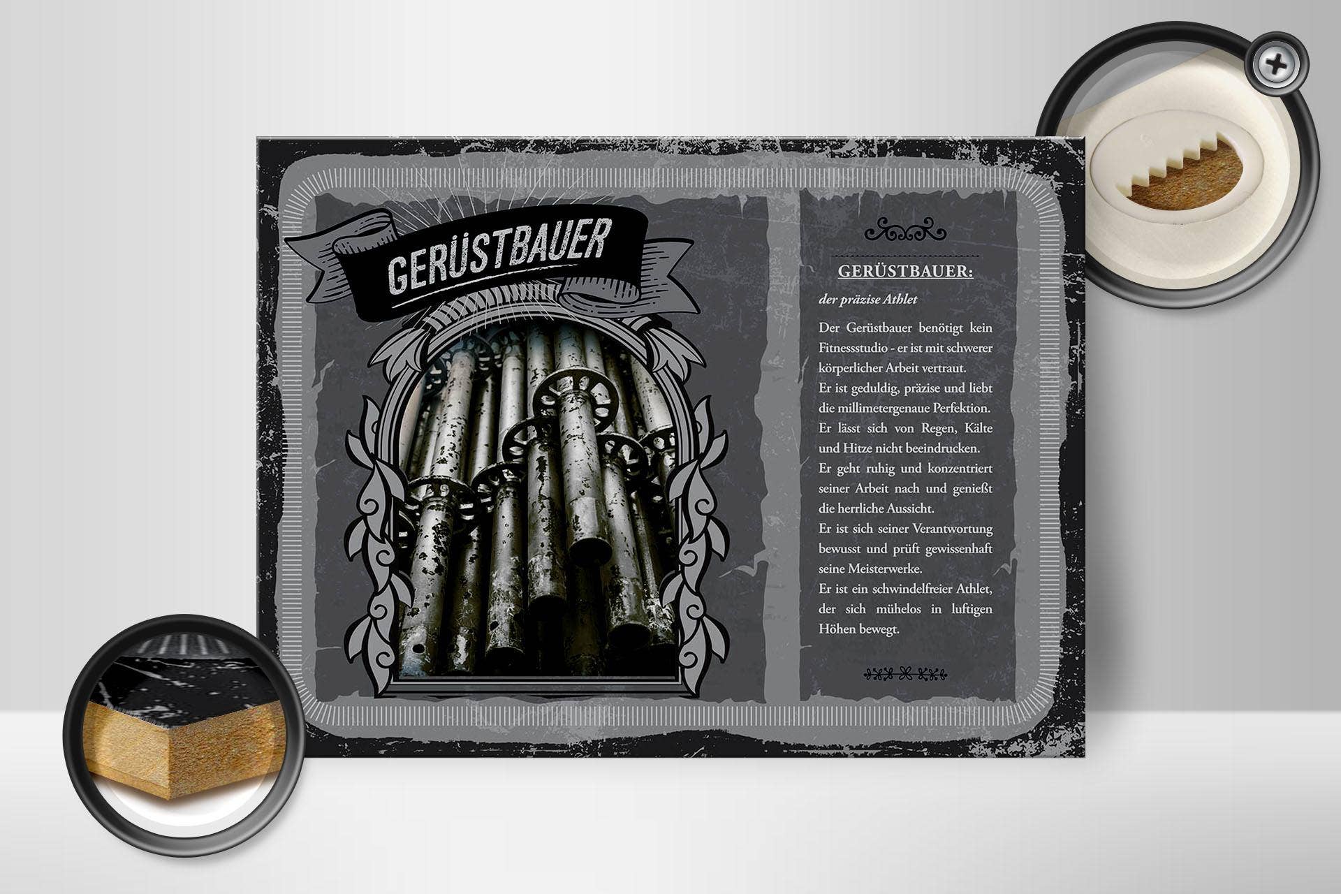 Femer - Wholesale Bord/bordje - Houten bord jobs 40x30 cm steiger precieze atletendecoratie1