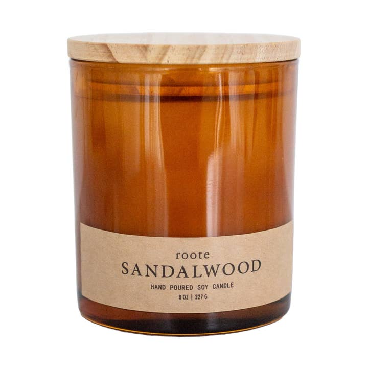 Vaso ámbar Apothecary con velas de soja con aroma a sándalo para venta al por mayor de roote