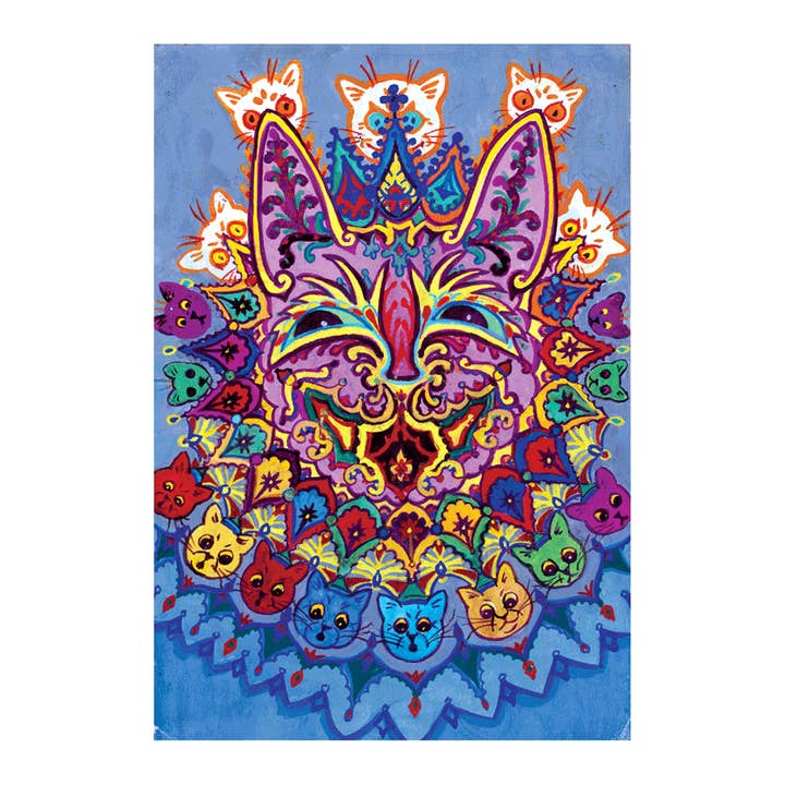 Laughing Elephant - Wholesale Everyday Greeting Card - Psychedelic Cat - Louis Wain Card