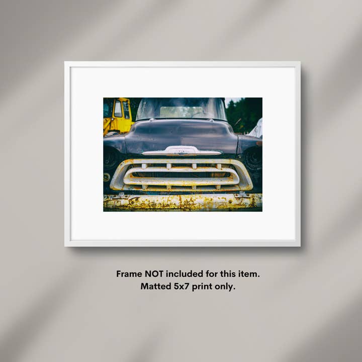 Color Fine Art Matted Photograph of Blue Truck Grill for wholesale by Alexis Arnold Photography