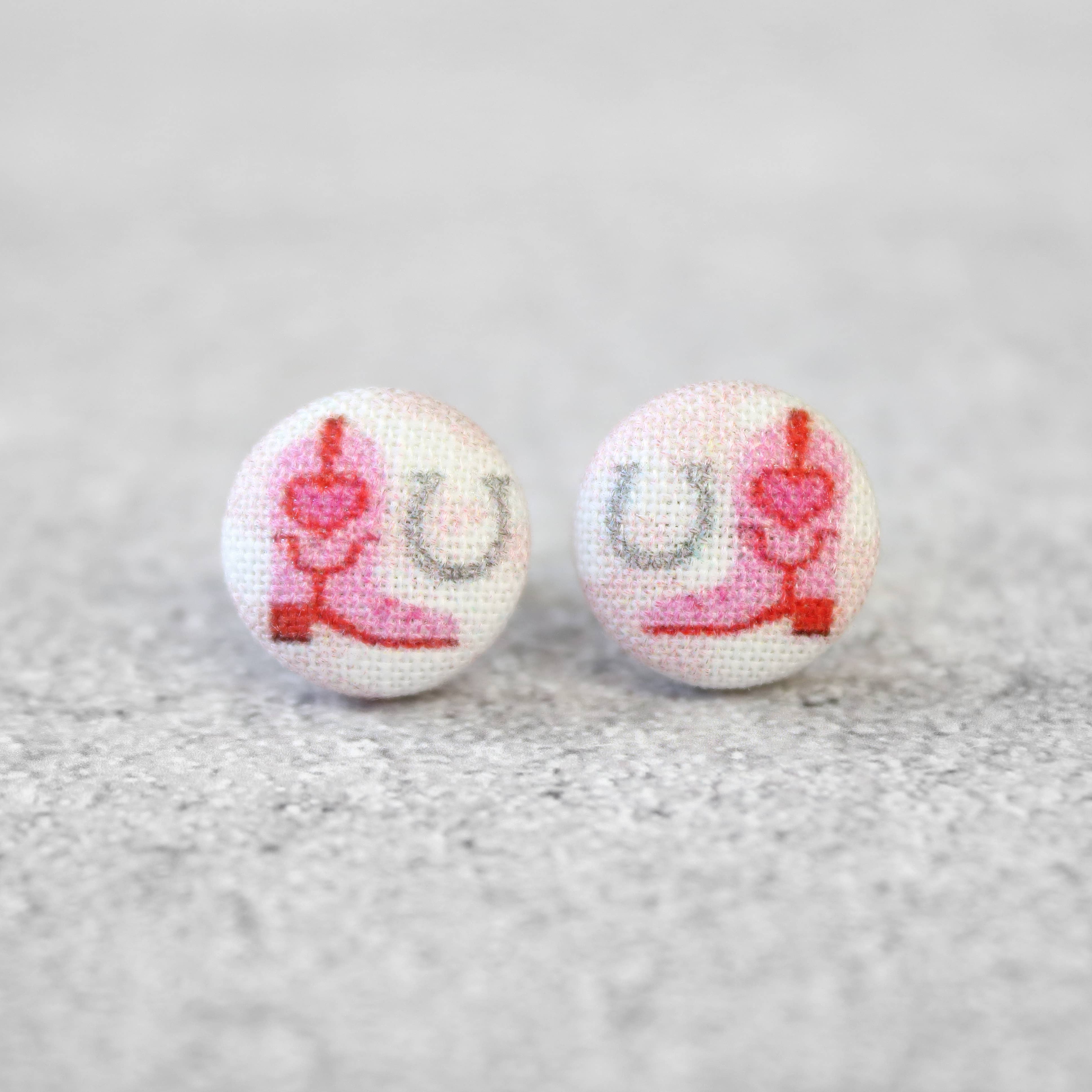 Rachel O's - Wholesale Stud/Post Earrings - Cowgirl Fabric Button Earrings