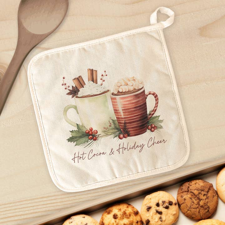Hot Cocoa and Holiday Cheer - Winter Cotton Pot Holder for wholesale by Indigo Tangerine