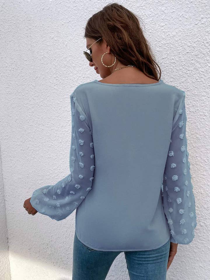 Fashion Combination - Wholesale Blouse - Women's - swiss dot bishop sleeve blouse7