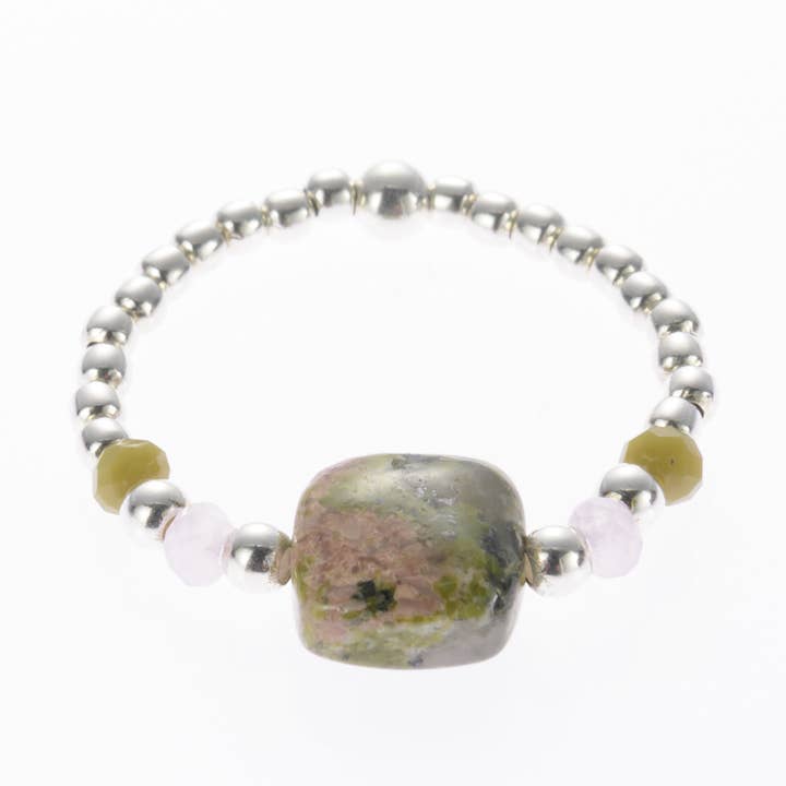 samsara collection - Wholesale Multi-Stone Ring - Ring Silver Unakite1