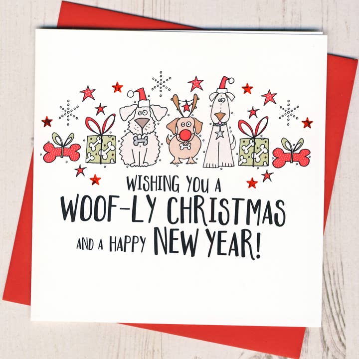 Tarjeta de Navidad WISHING YOU A Woof-ly para venta al por mayor de Eggbert & Daisy