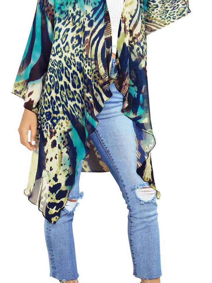 Kimono de playa para mujer con estampado animal para venta al por mayor de Happy Bay / La Leela