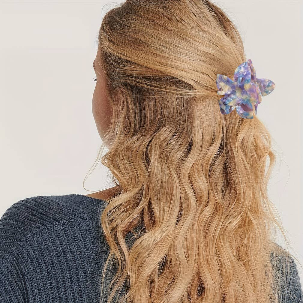 SoapElenGlen - Wholesale Hair Clip - Women's - Tortoise & Marbled Plumeria Flower Acetate Hair Claw Clip2