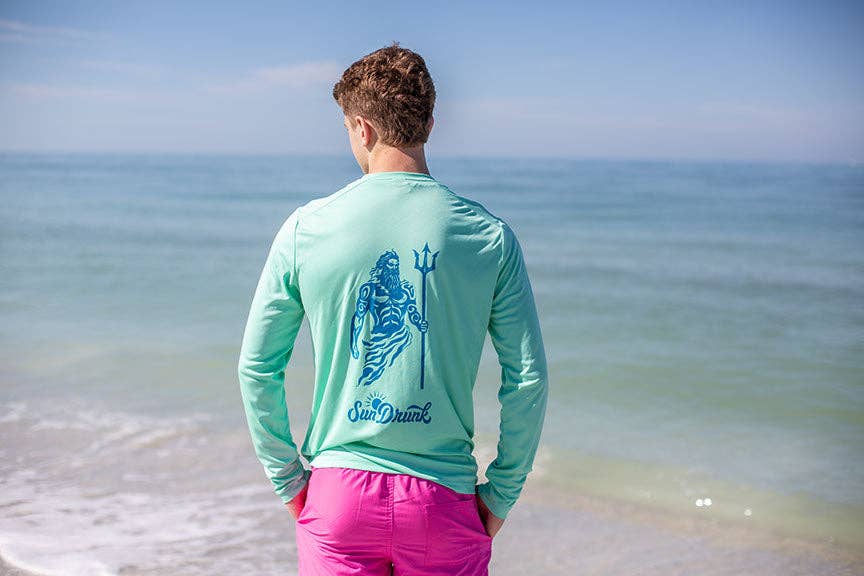 Sun Drunk - Wholesale Rashguard - Men's - UPF 50+ Sun Shirt- Poseidon Mint2