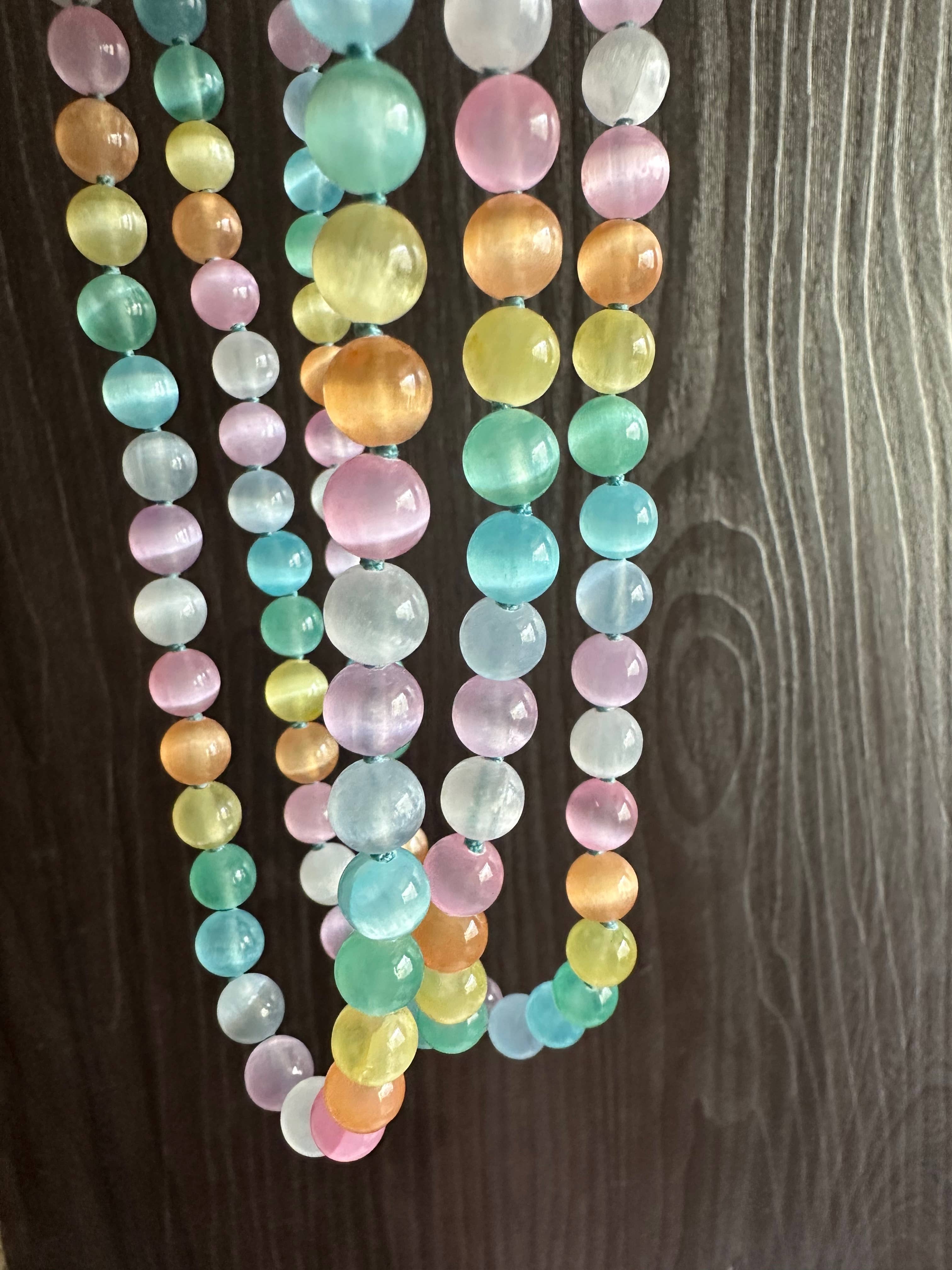 Anokhi Green | Handmade Gemstone Jewelry - Wholesale Beaded/Pearl Necklace - Crystal Necklace|Selenite Cat Eye|Summer Pastel Bead Jewelry1