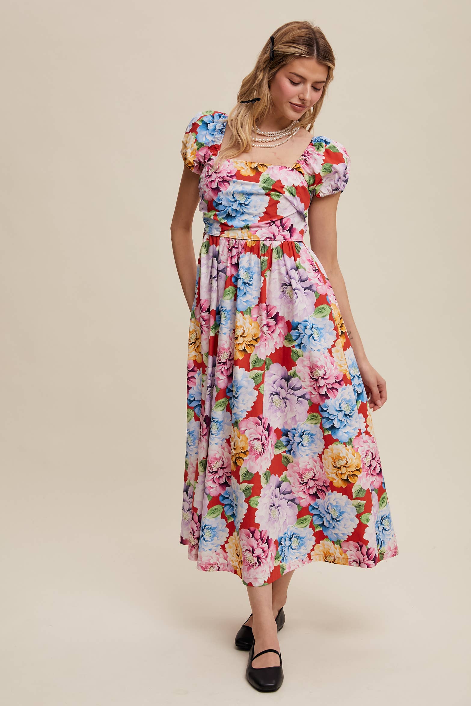 Listicle - Vendita all'ingrosso Vestito - Donna - Abito romantico a fiori con maniche a sbuffo13