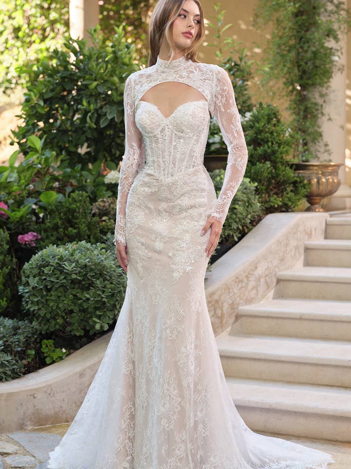 Strapless sweetheart neckline with detachable lace bolero for wholesale by Ladivine by Cinderella Divine