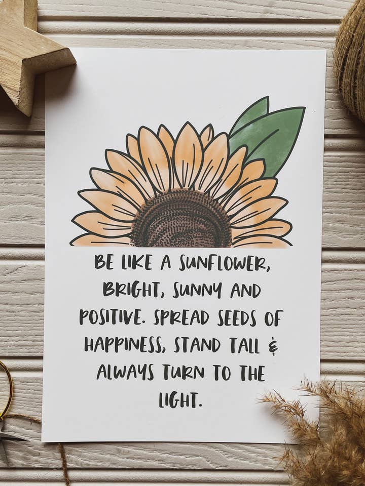 Impressão de citação de girassol por atacado de Daisy & Joy Design