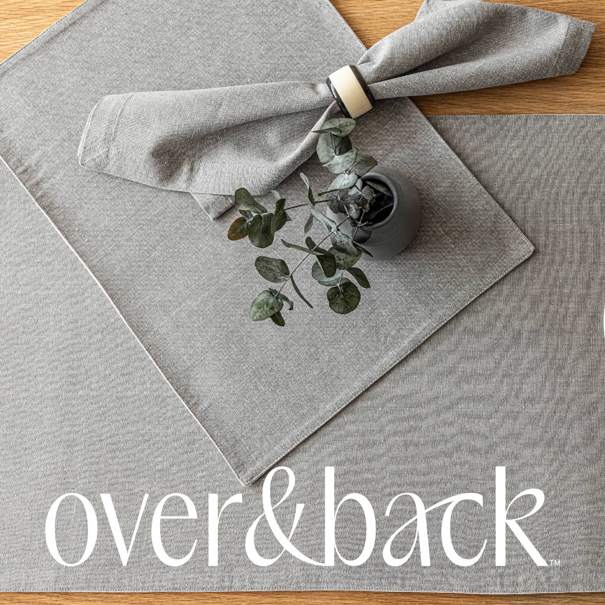 over&back - Wholesale Dinner & Cloth Napkin - Chambray Cotton Napkins – Set of 419