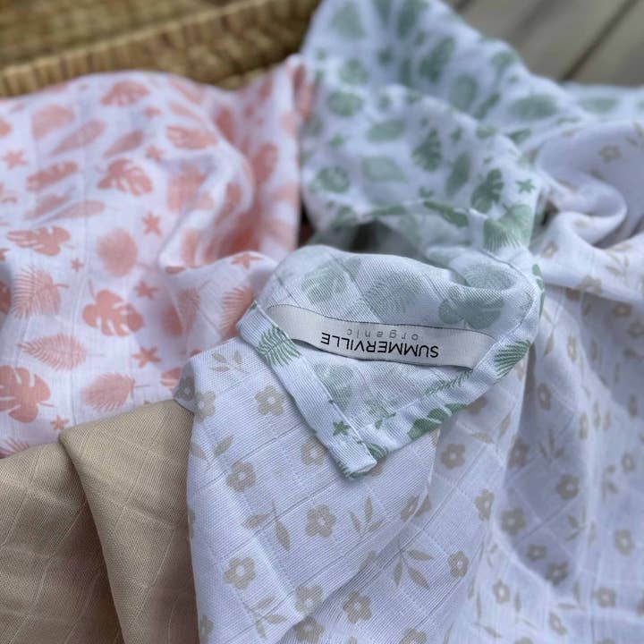 Summerville organic - Wholesale Bedding blanket – Kids & Baby - Organic Baby Muslin Blanket Tropical Green4