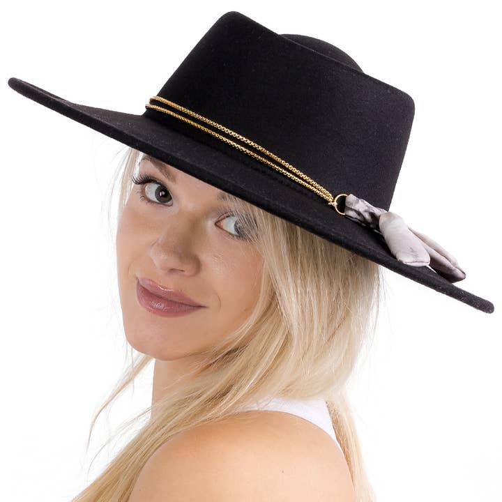 Cap Zone – Großhandel Fedora-Hut – Damen – Lux Ribbon Rancher-Mütze aus goldener Bolero-Kunstwolle30