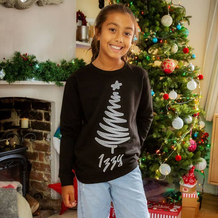Sweatshirt Criança Prateado Glitter Natal por atacado de Percy and Nell Retail Limited