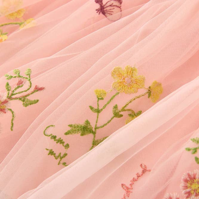 Little Trendy - Wholesale Dress - Kids - Girls floral embroidery mesh dress with butterfly wings 11