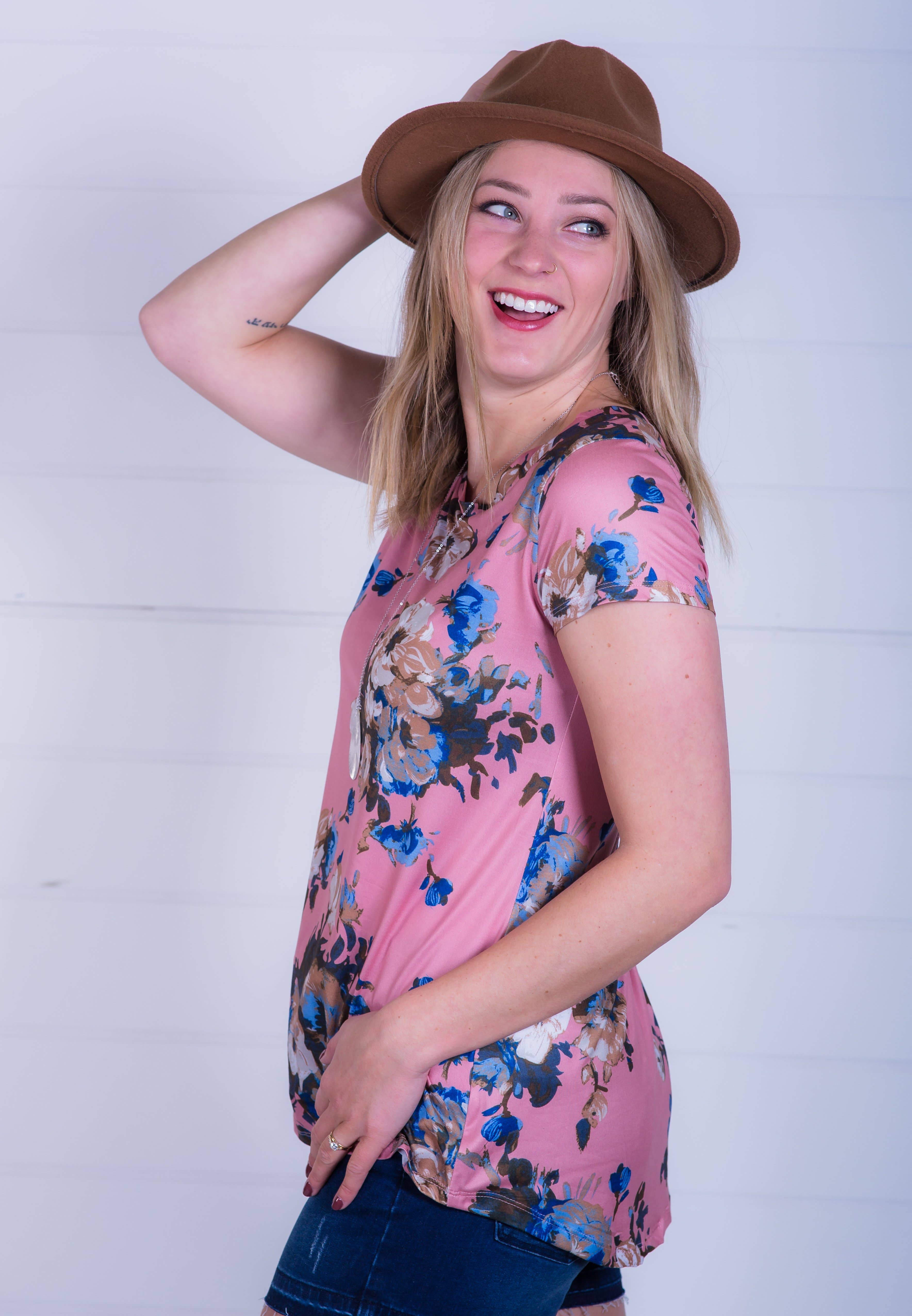 Vivette Apparel - Wholesale T-Shirt - Women's - Mauve Floral Tee2