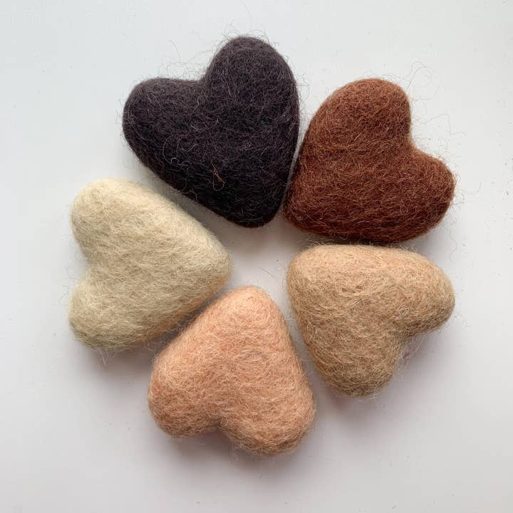 Diversity Skin Tone Felt Heart Set Of 5 for wholesale by Sewing Seeds Play