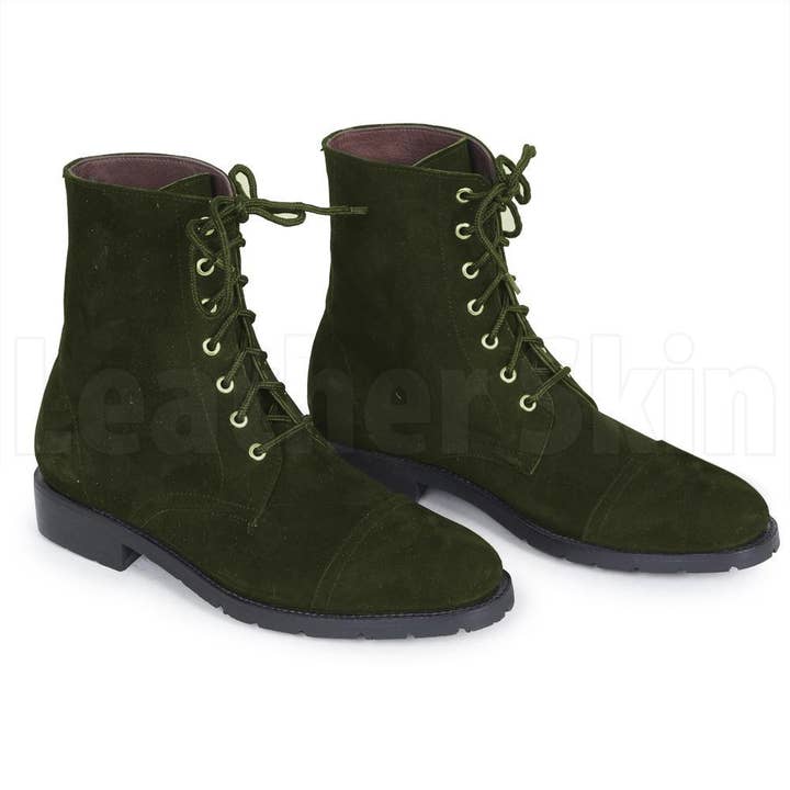 Leather Skin Shop - Wholesale Combat/Military Boots - Men's - Men Green Hunter Lace Up Military Suede Leather Boots2