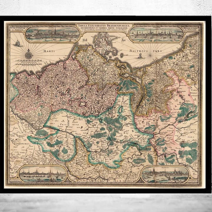 Vieille carte de Brandebourg 1700 Allemagne Carte vintage | Impression d'art mural de carte vintage pour la vente par OldCityPrints - Old Maps and Posters