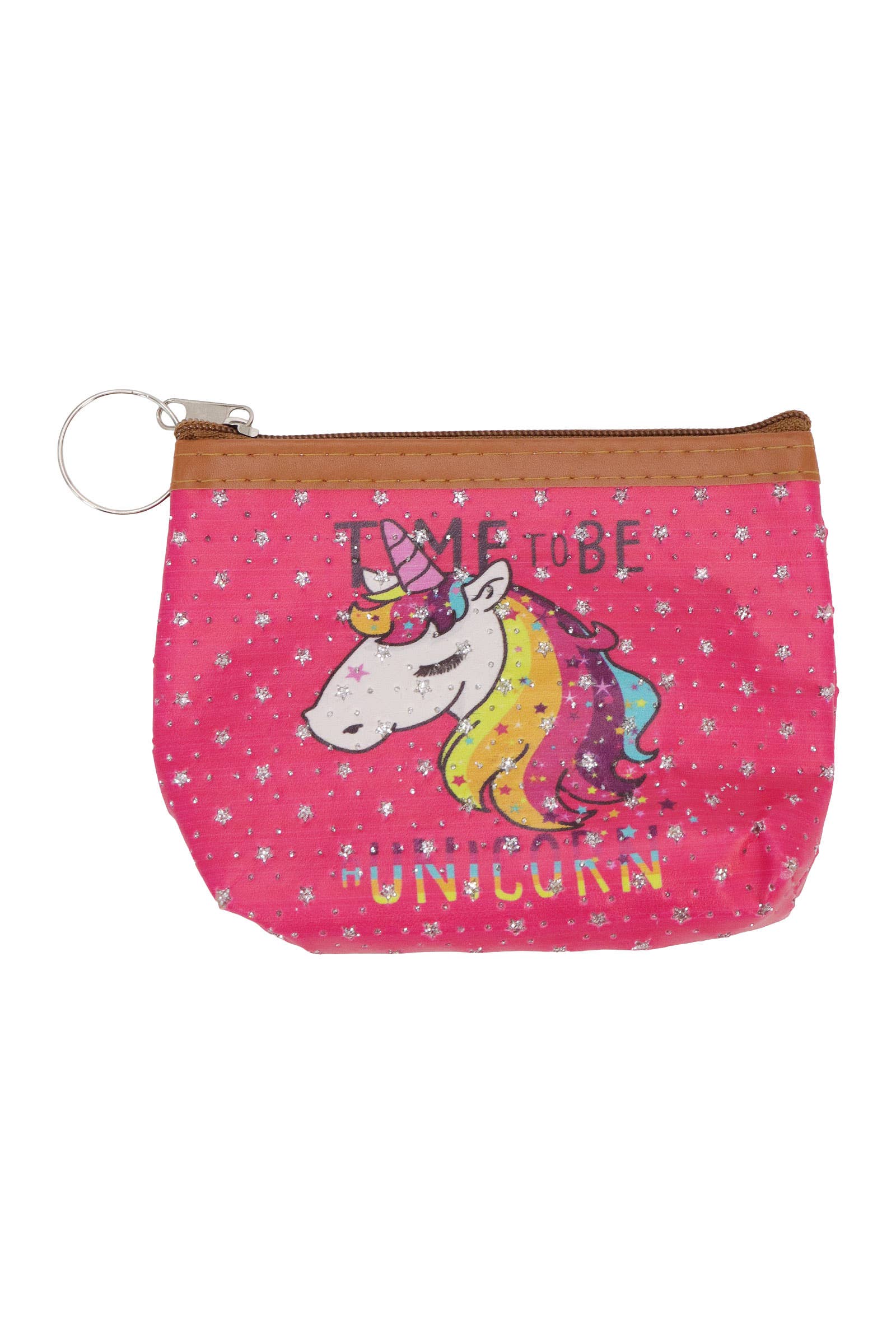 ASSORTED Unicorn Glitter Vegan Leather Trim Coin Purse for wholesale on Faire7