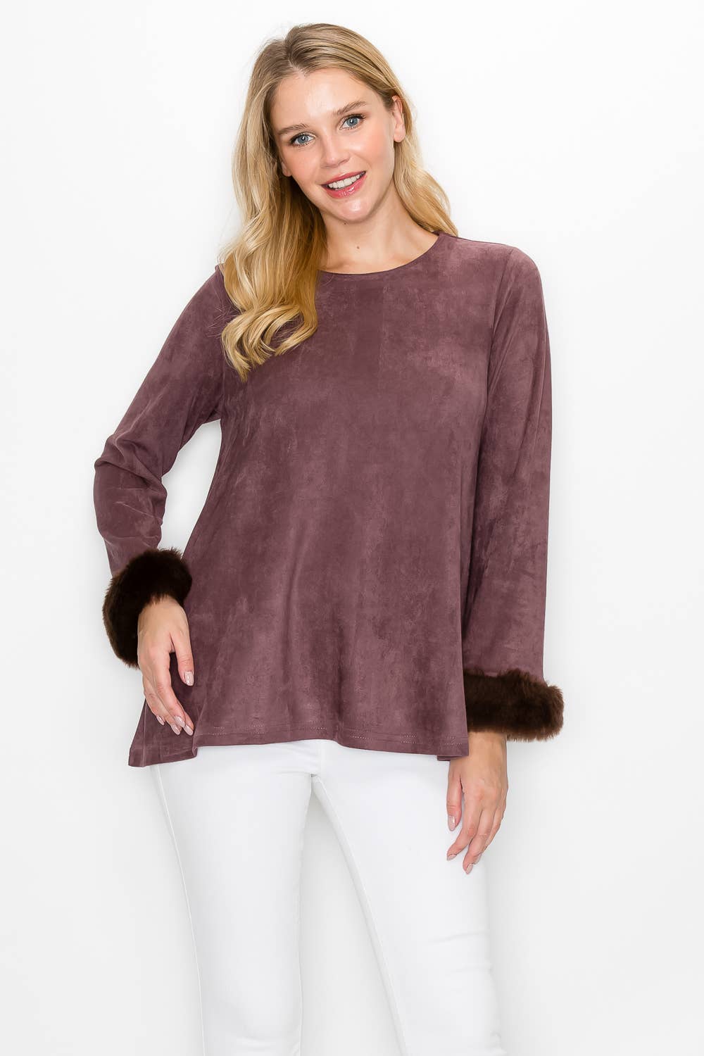 Joh Apparel - Wholesale Tunic - Women's - Anabelle Stretch Suede Fur Top14