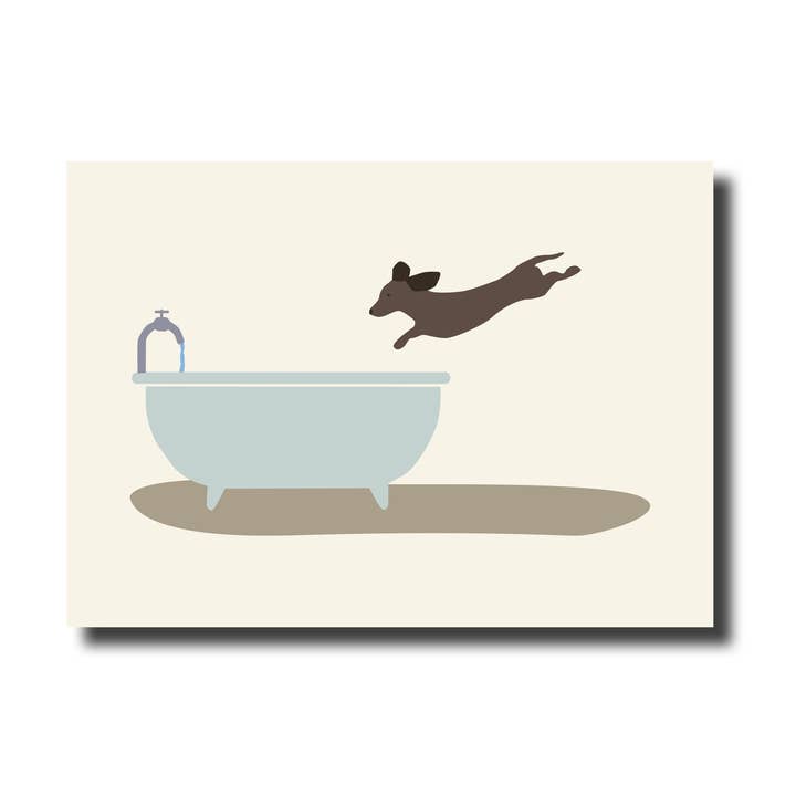 Cartolina · Bassotto nel bagno per la vendita all'ingrosso da parte di De Lange Tafel