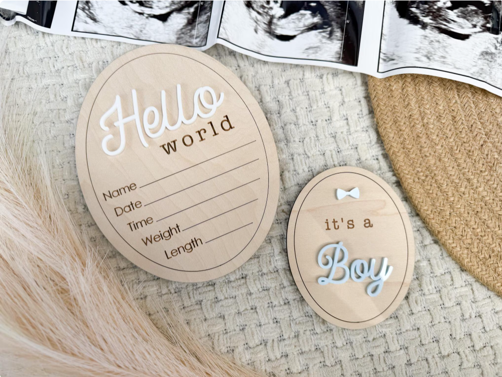 The Olive Branch - Wholesale Baby Announcement Card - Baby Gender Reveal and Stats Sign5