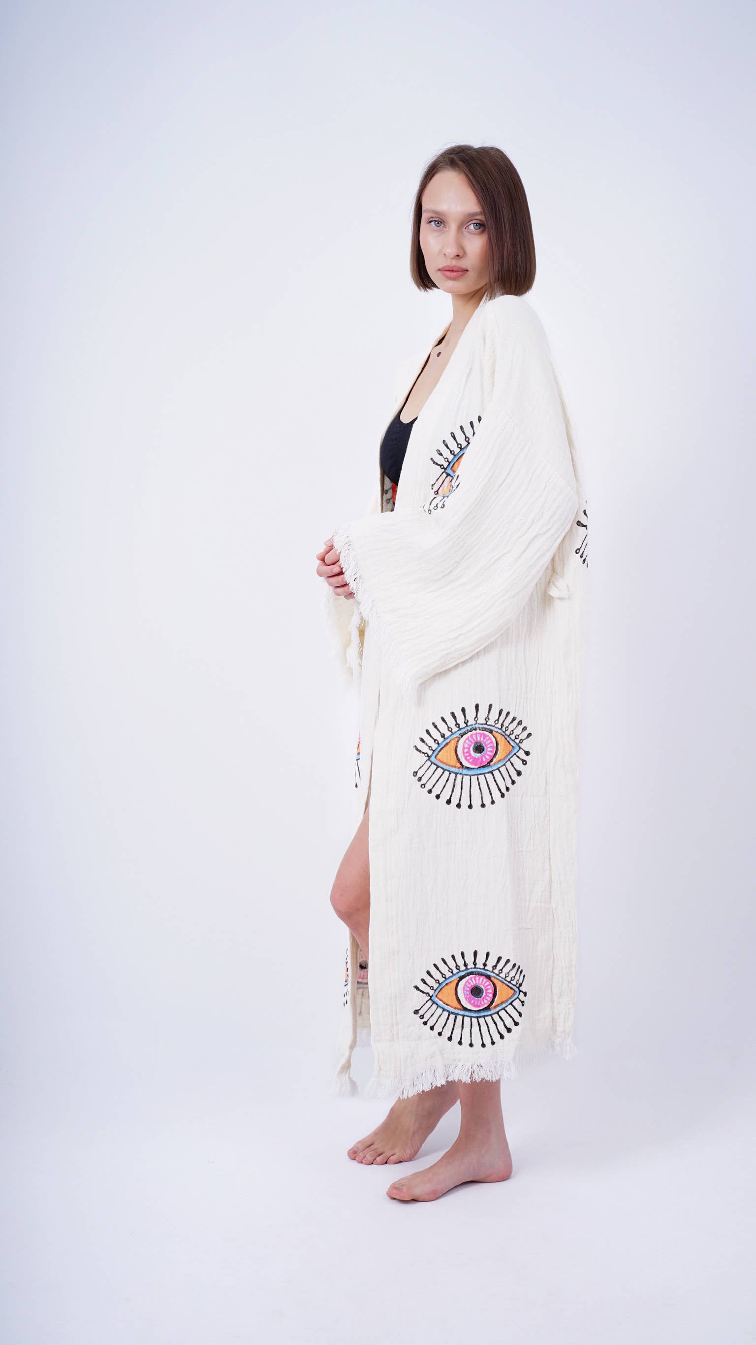 Bodho – Kimono - Mulher por atacado – Artesanal Evil Eye Festival de Boho Kimono, Boho Beachwear4