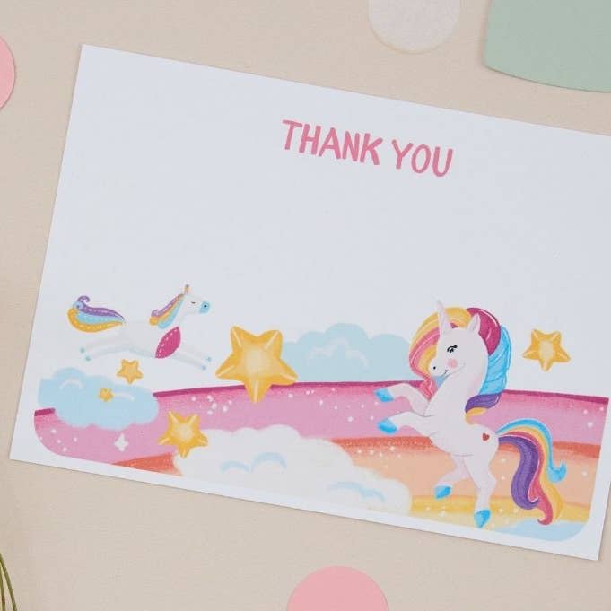 Ensemble de 8 cartes postales pour enfants Licorne Merci pour la vente par Sjstationery