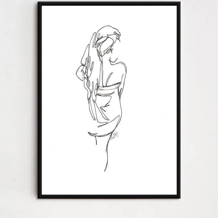 Dibujo de Línea de Dama Vista de Espalda con Toalla de Baño para venta al por mayor de Crafty Tinks