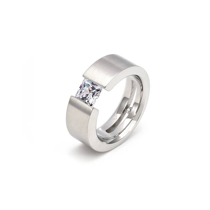 RG094W B.Tiff Bague solitaire taille princesse 1 ct pour la vente par B.Tiff