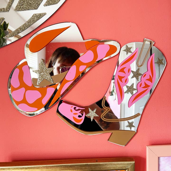 Printed Weird - Wholesale Wall Mirror - Rootin' Tootin' Cowboy Boot Mini Mirror5