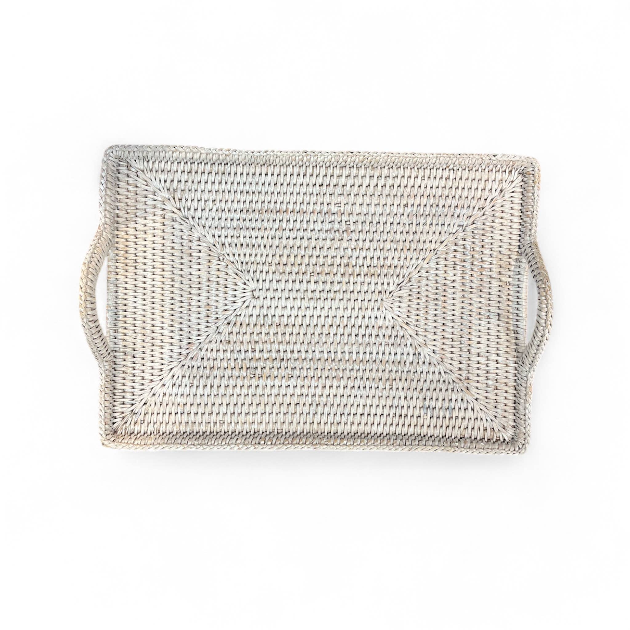 Matahari - Vendita all'ingrosso Vassoi da portata - Vassoio in rattan con manici ad anello e inserto in vetro 13,5x9,5x0,752