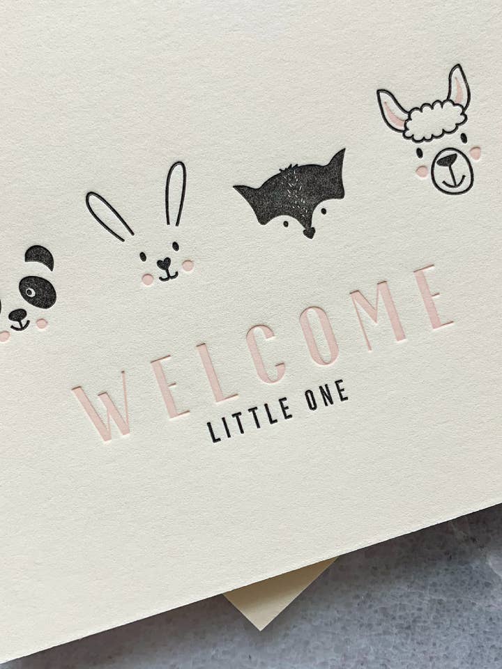 Willkommen Little One Letterpress Karte für den Großhandel von Sole Paper Co., LLC