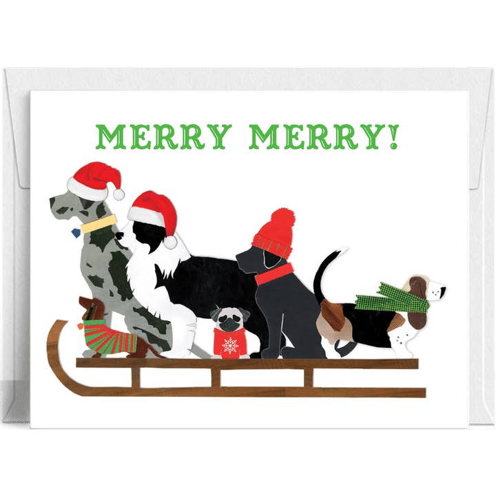 "Sled Dogs" – A Festive Winter Greeting Card Set 8-pack for wholesale by Lilybart LLC