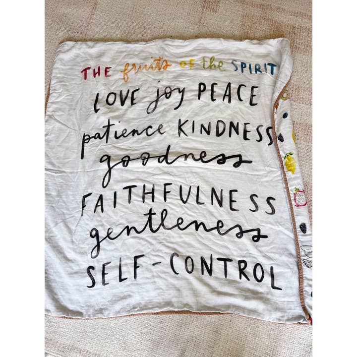 Fruits Of The Spirit Deluxe Bamboo Cotton Muslin Quilt for wholesale by Fawnly