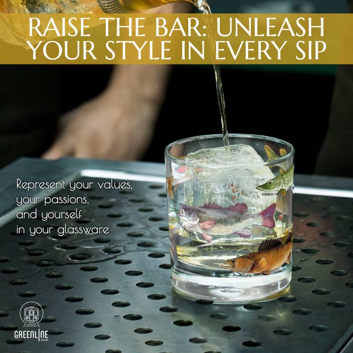 Greenline Goods - Wholesale Cocktail/Liquor Glass - Freshwater & Saltwater Whiskey Glass Set5