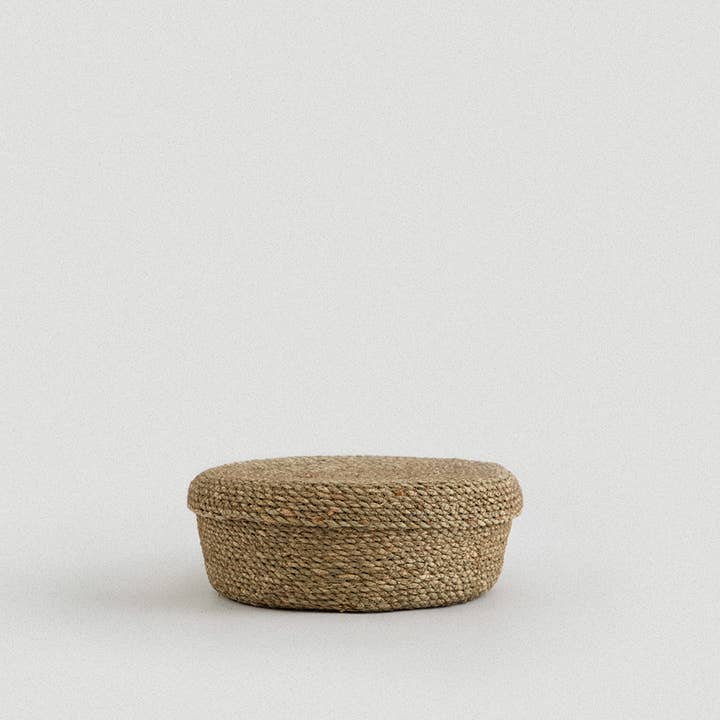 SUNNY HOME - Wholesale Basket - Set of 2 Souk Round Seagrass Baskets with Lid