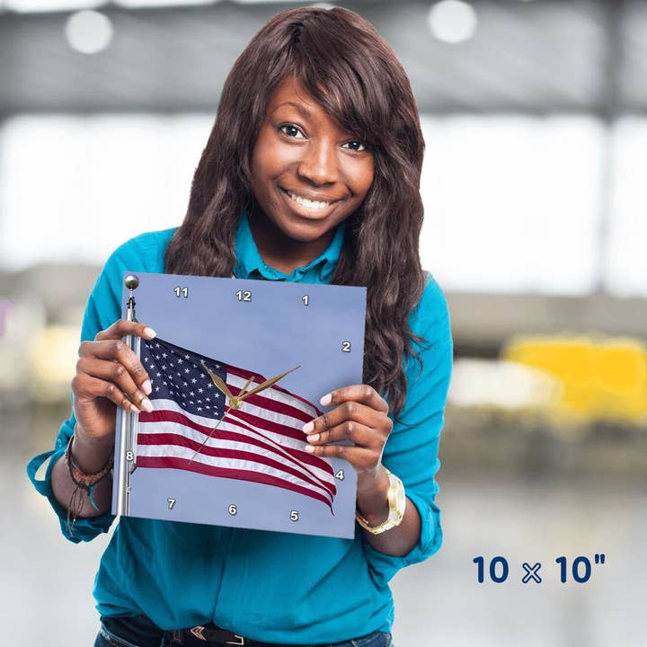 3dRose – Relógio de parede por atacado – 3dRose, imagem da bandeira americana., Relógio de Parede3