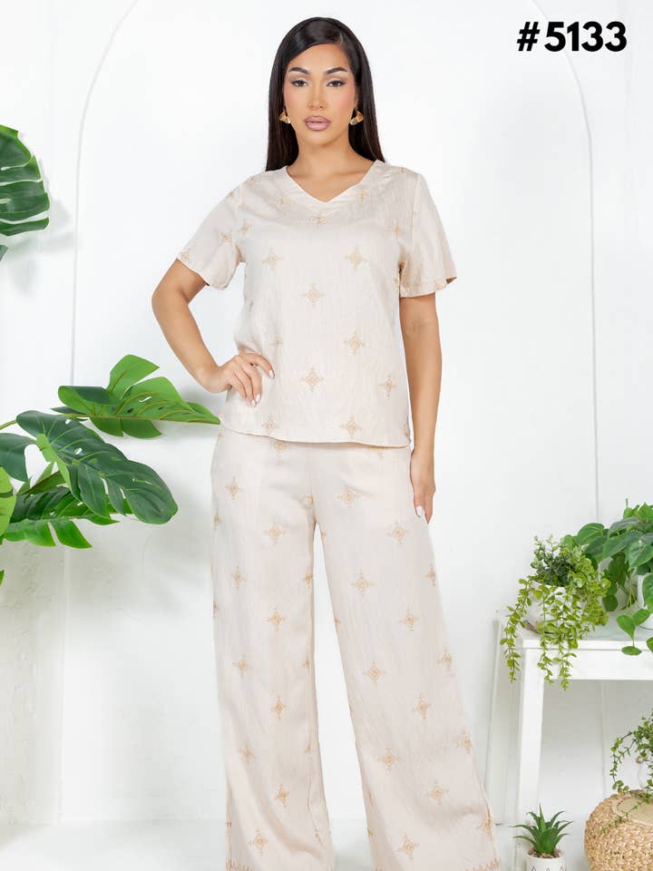 Women's Linen Top and Pants Set for wholesale by Fashion Space
