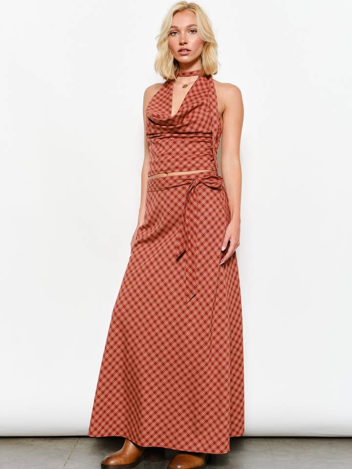 ZARA PLAID WAIST TIE MAXI SKIRT - Classic, Effortless for wholesale by Pretty Garbage